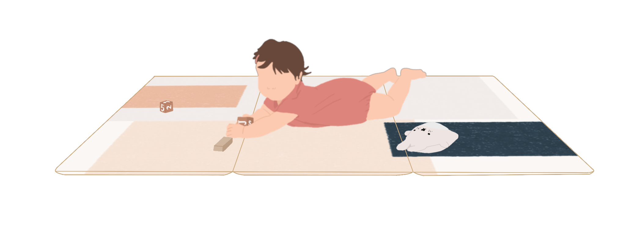 illustration d'un bébé couché sur le ventre sur le tapis de jeu méli mélo Image
